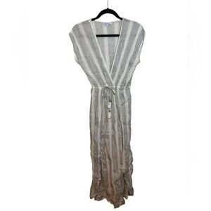 Blue Island Metallic Striped Maxi Swim Cover Dress